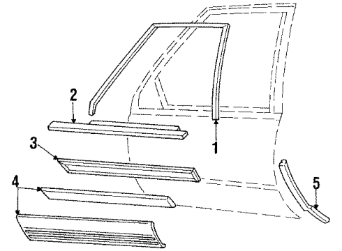 1988 Oldsmobile 98 Front Door Molding Kit, Front Side Door Diagram for 88891439
