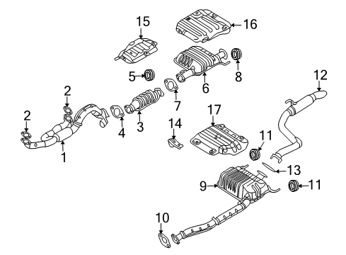 2007 Kia Sedona Exhaust Components Gasket Diagram for 28764-4D250