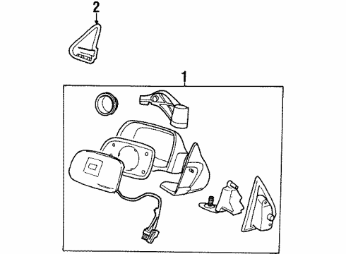 2000 Mercury Villager Outside Mirrors Mirror Assembly Diagram for XF5Z-17683-DAA