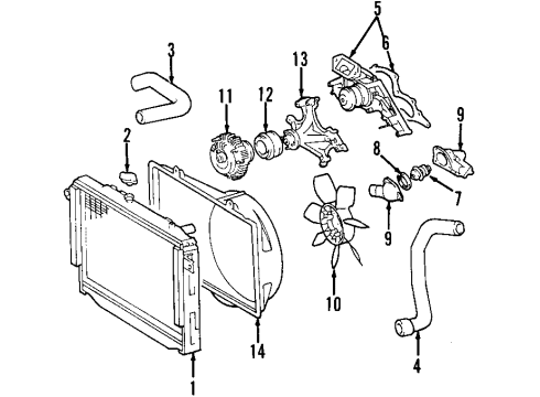 2004 Lexus GX470 Cooling System, Radiator, Water Pump, Cooling Fan Fan Shroud Diagram for 16711-50170