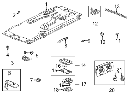 2001 Honda Odyssey Auxiliary Heater & A/C Outlet Assy., Roof Panel *G50L* (LIGHT FERN) Diagram for 83226-S0X-A01ZA