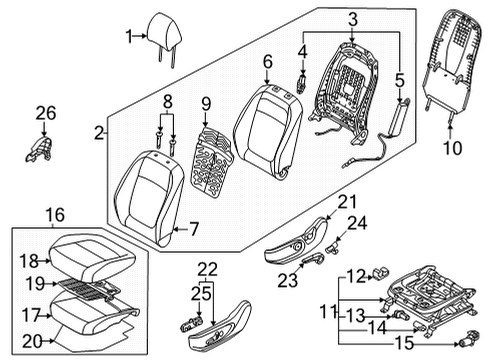 2022 Kia Seltos Driver Seat Components Guide Assembly-HEADREST Diagram for 88770K0000WK