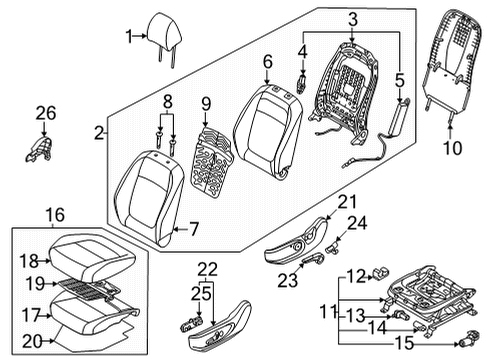 2021 Kia Seltos Power Seats Tilt Motor Assembly-RH Diagram for 88683F2000