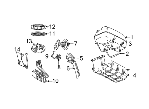 2003 Jeep Liberty Fuel System Components Reservoir-Fuel Diagram for 5102527AA