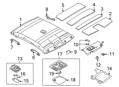 2001 Infiniti I30 Interior Trim - Roof Holder-SUNVISOR Diagram for 96409-3S501