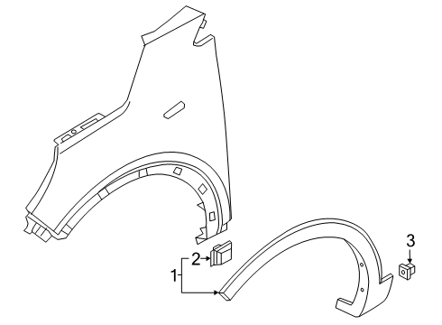 2021 Kia Telluride Exterior Trim - Fender Pad U Diagram for 87712S9000