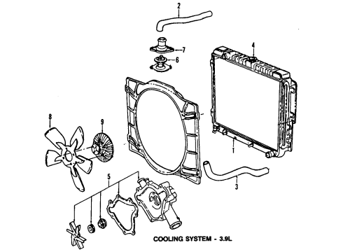 1992 Dodge B250 Cooling System, Radiator, Water Pump, Cooling Fan, Belts & Pulleys Belt A/C Diagram for B0015585