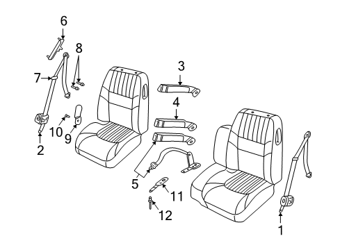 2005 Chevrolet Impala Seat Belt Center Seat Belt Diagram for 88954377