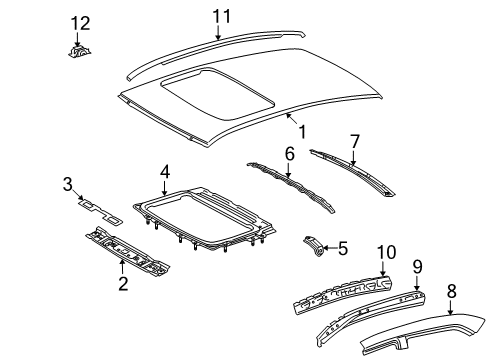 2011 Toyota Corolla Roof & Components, Exterior Trim Support Diagram for 63118-02050