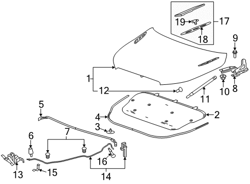 2012 Buick LaCrosse Hood & Components, Exterior Trim Latch Asm-Hood Primary & Secondary Diagram for 22788574