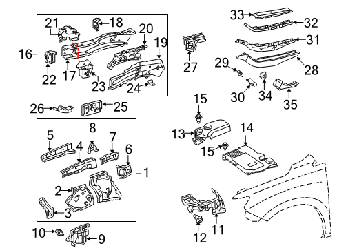 2010 Lexus RX450h Structural Components & Rails Torque Box Diagram for 57078-0E040