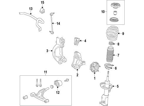 2014 Buick LaCrosse Front Suspension Components, Lower Control Arm, Stabilizer Bar Stabilizer Link Diagram for 20961222