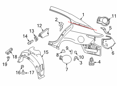 2016 Nissan Maxima Fuel Door Duct-Drafter, Outlet LH Diagram for 76805-4RA0A