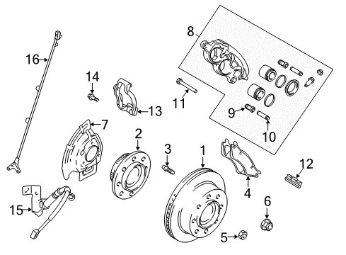 2009 Dodge Ram 2500 Front Brakes Hub-Brake Diagram for 52122186AC