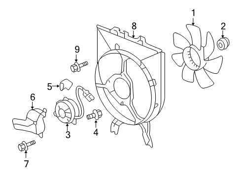 2008 Honda Odyssey A/C Condenser Fan Cover, Fan Motor Diagram for 38619-RGL-A01