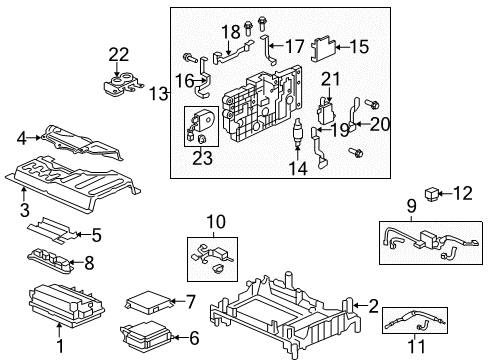 2011 Honda Insight Electrical Components Board Assembly, Junction Diagram for 1E100-RBJ-013