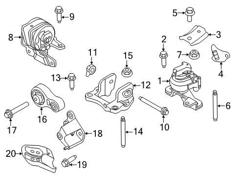 2015 Lincoln MKX Engine & Trans Mounting Bracket Bolt Diagram for -W711843-S439