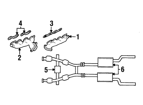 1996 Ford Mustang Exhaust Components, Exhaust Manifold Manifold Diagram for F6ZZ9430BA