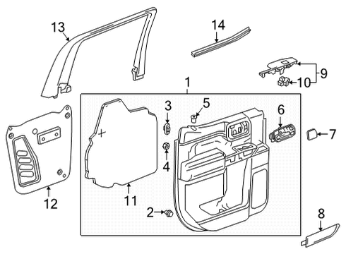 2020 Chevrolet Silverado 3500 HD Rear Door Belt Weatherstrip Diagram for 84018406