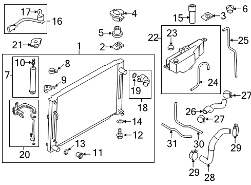 2011 Nissan 370Z Air Conditioner Radiator & Condenser Assembly Diagram for 21410-JK20B