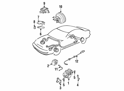 1994 Cadillac Fleetwood ABS Components Electronic Brake Control Module Assembly Diagram for 10203067