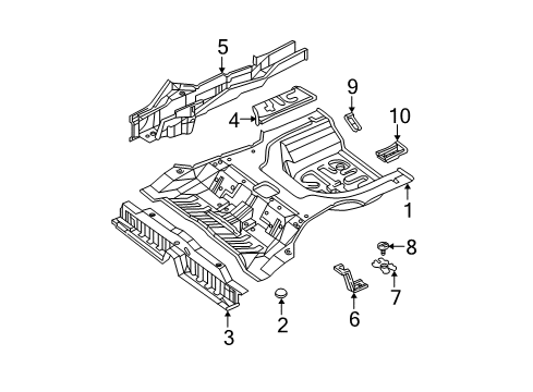 2002 Hyundai Sonata Rear Body - Floor & Rails Panel-Rear Floor Diagram for 65511-3D200