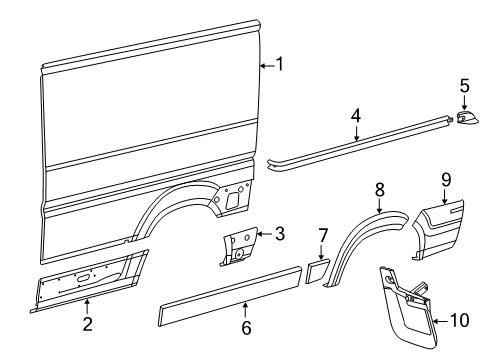2021 Ram ProMaster 2500 Side Panel & Components, Exterior Trim Molding-Side SILL Diagram for 1ZT37JXWAB