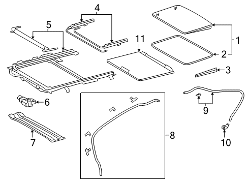 2021 Toyota Corolla Sunroof Frame Rail Diagram for 63235-12040