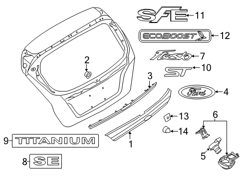 2014 Ford Fiesta Parking Aid Handle Diagram for BE8Z-5843400-BA