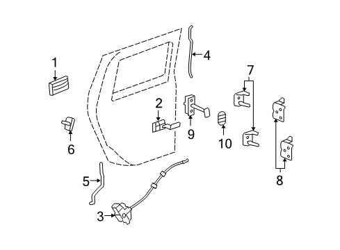 2008 Hummer H2 Rear Door Lock Rod Diagram for 15189247