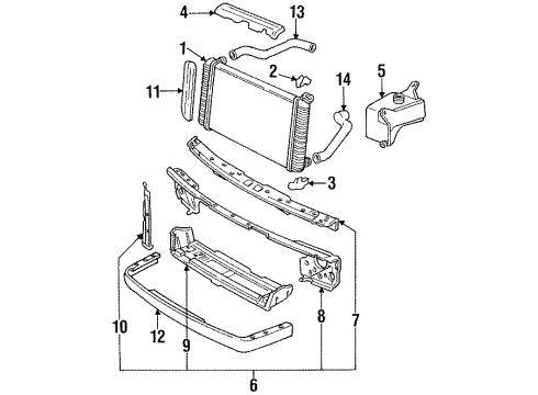 1993 Oldsmobile 98 Radiator & Components Reinforcement-Engine Compartment Front Panel Diagram for 25615657