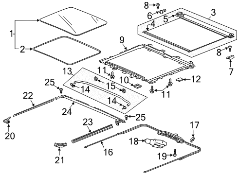 2019 Honda Pilot Sunroof Motor Assy., Sunroof Diagram for 70450-TG7-A31