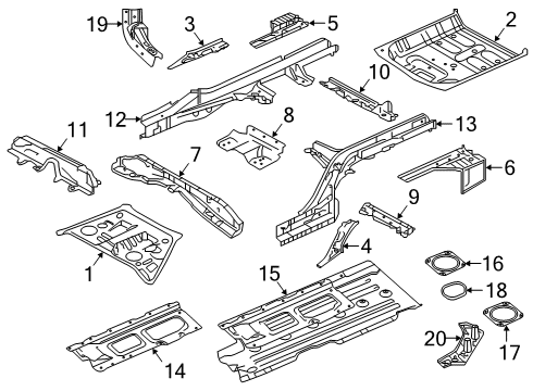 2020 Infiniti QX50 Rear Body - Floor & Rails Cover-Under, Rear Diagram for 74818-5NA0A