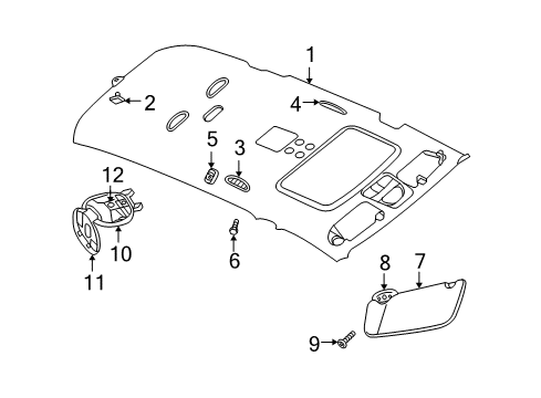 2008 Dodge Durango Interior Trim - Roof Lamp-Led Diagram for 1GV99BD1AB