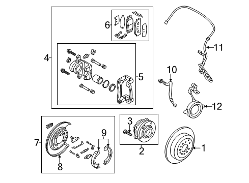 2014 Kia Sorento Rear Brakes Rear Wheel Hose Left Diagram for 587372P100