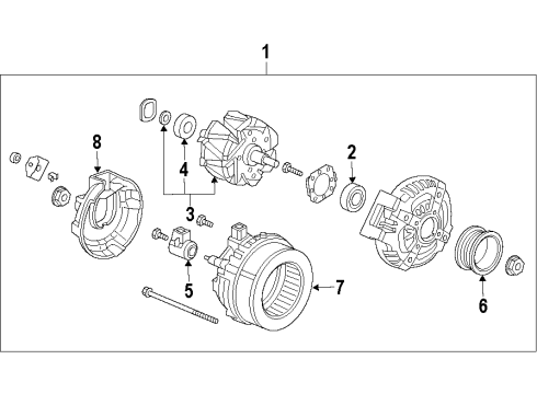 2010 Acura ZDX Alternator Frame Assembly, Rear Stator Diagram for 31108-R70-A01