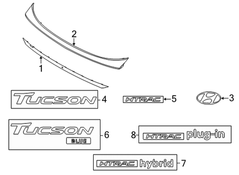 2022 Hyundai Tucson Exterior Trim - Lift Gate GARNISH ASSY-TAIL GATE Diagram for 87310-CW000