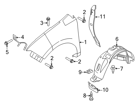 2012 Ford Edge Fender & Components Front Bracket Diagram for 7T4Z-16C198-A