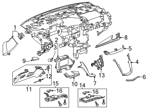 2016 Cadillac ELR Cluster & Switches, Instrument Panel Side Trim Panel Diagram for 22981345