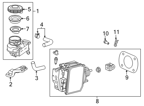 2018 Honda Clarity Hydraulic System Set, Reservoir Complete Diagram for 46661-TRT-A00