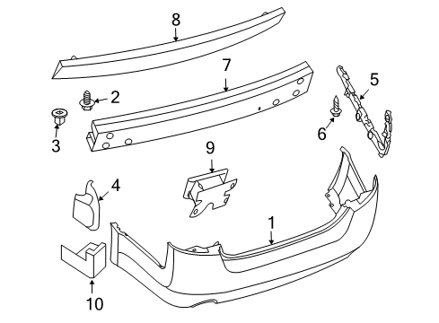 2010 Nissan Altima Rear Bumper Rear Bumper Cover Diagram for 85022-JA040