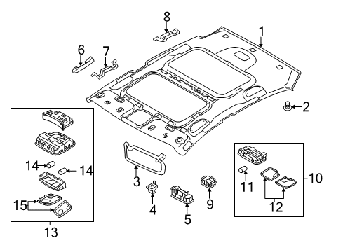 2015 Kia Optima Interior Trim - Roof Lens-Overhead CONSOL Diagram for 928232T500