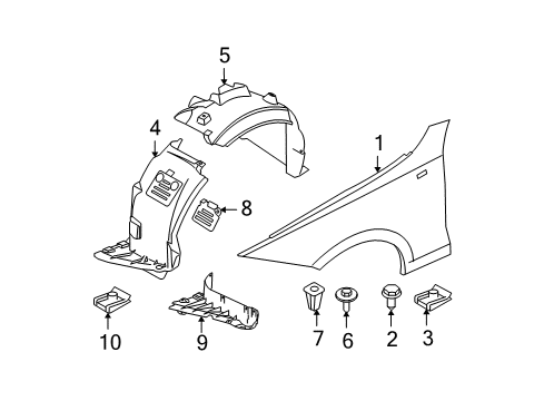 2008 BMW M3 Fender & Components Cover Left Diagram for 51718045553