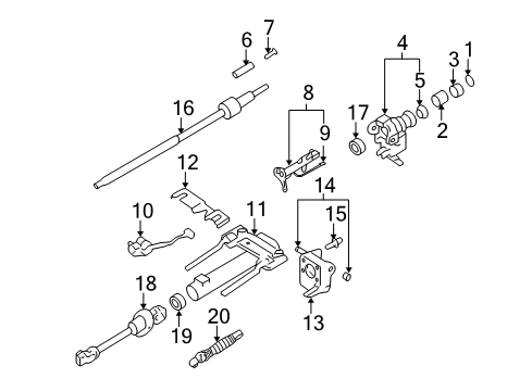 2010 GMC Canyon Shaft & Internal Components Steering Gear Coupling Shaft Assembly Diagram for 19256704