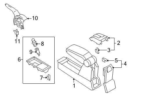 2008 Nissan Versa Parking Brake Body - Console Diagram for 96911-EM34A