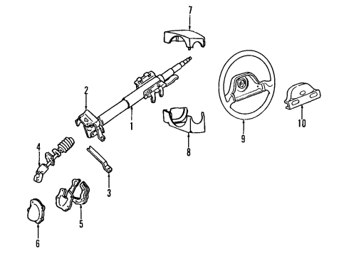 1992 Mercury Tracer Steering Column, Steering Wheel & Trim, Shaft & Internal Components, Shroud, Switches & Levers Front Wiper Switch Diagram for F1CZ13K359K