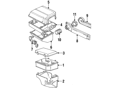 1995 BMW 850CSi Hood & Components Center Part Diagram for 12901731029