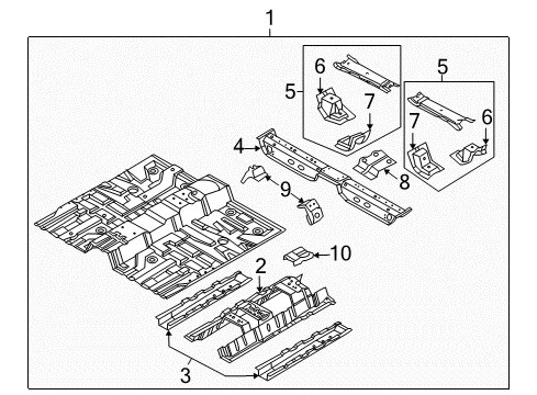 2009 Chevrolet Aveo Pillars, Rocker & Floor - Floor & Rails Mount Bracket Diagram for 96853971