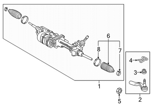 2021 Toyota Mirai Steering Gear & Linkage Gear Assembly Mount Bolt Diagram for 90119-12442