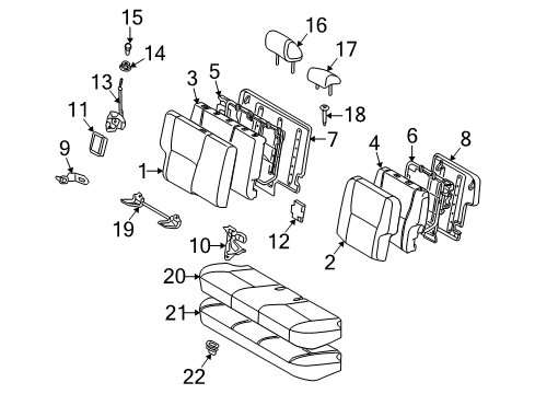 2009 Pontiac Vibe Rear Seat Components Seat Cushion Pad Diagram for 19184970